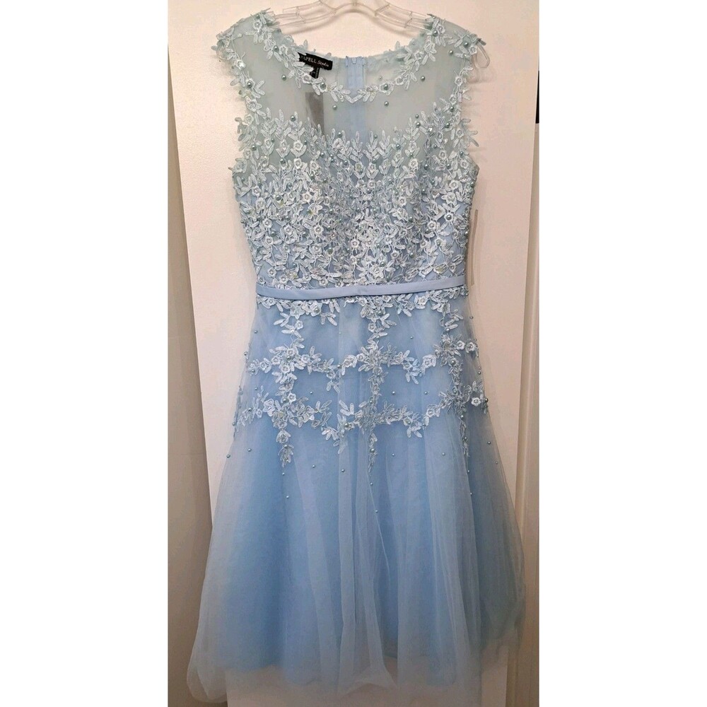 Adrianna Papell Studio Pale Blue Beaded Dress Formal Gown NWT Prom Pageant Sz 16